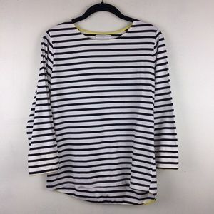 Goodnight Macaroon Black White Striped PJ Top